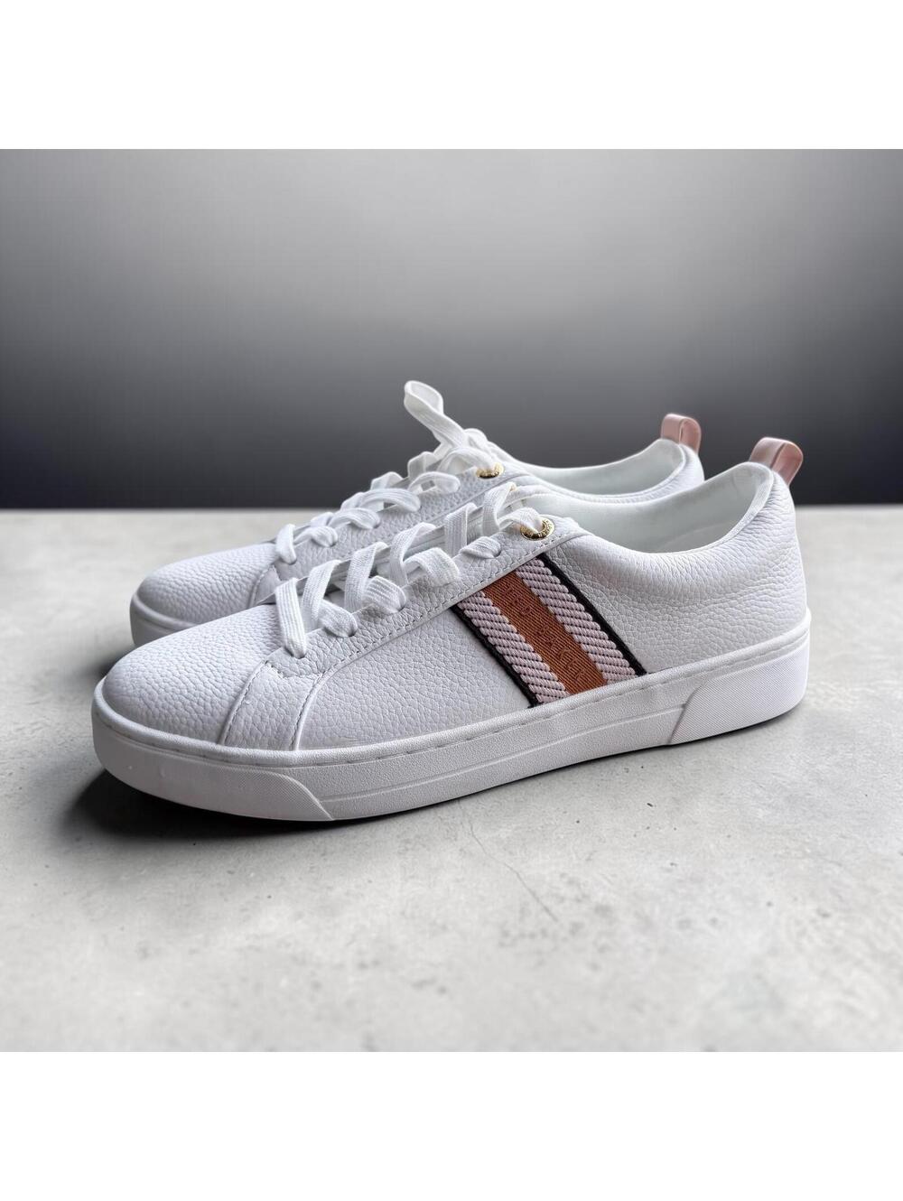 Ted Baker White Leather Low Top Sneakers Size 8.5